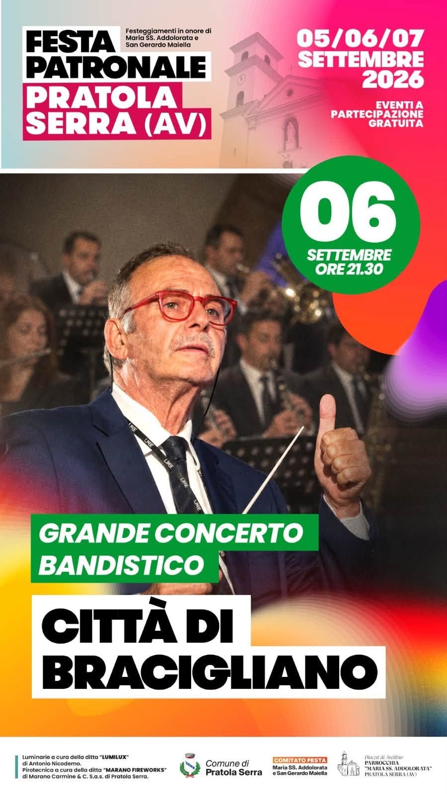 Locandina di FESTA PATRONALE PRATOLA SERRA - GRANDE CONCERTO BANDISTICO CITTÀ DI BRACIGLIANO