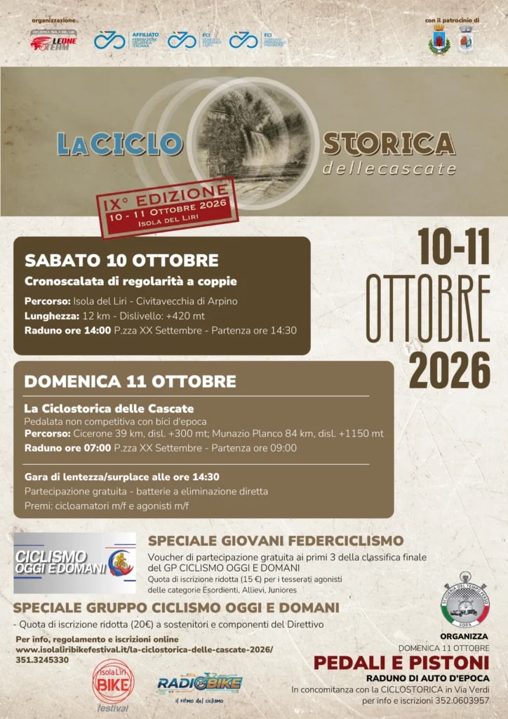Locandina di LA CICLOSTORICA delle cascate - IX° EDIZIONE