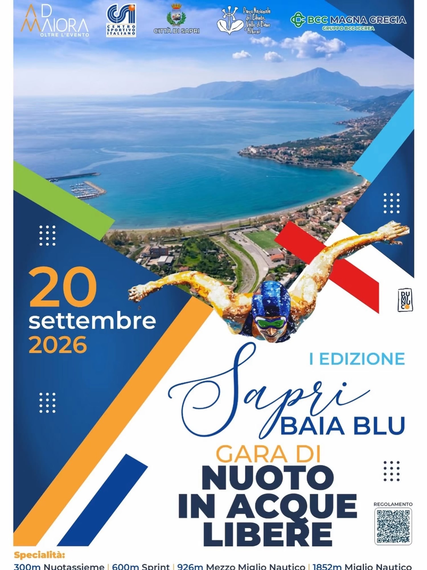 Locandina di Sapri Baia Blu - Gara di Nuoto in Acque Libere