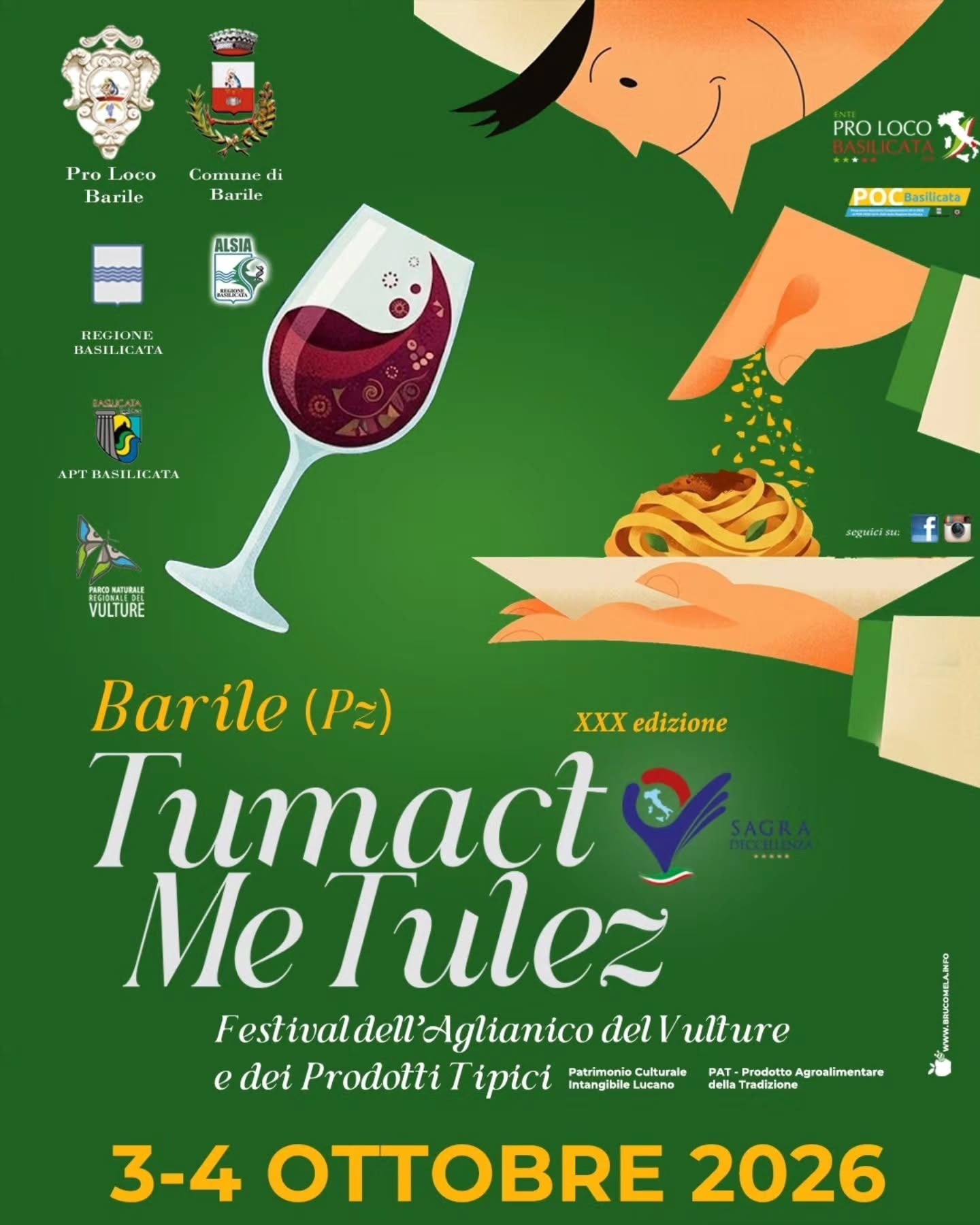Locandina di Tumact Me Tulez - XXX edizione - Festival dell'Aglianico del Vulture e dei Prodotti Tipici