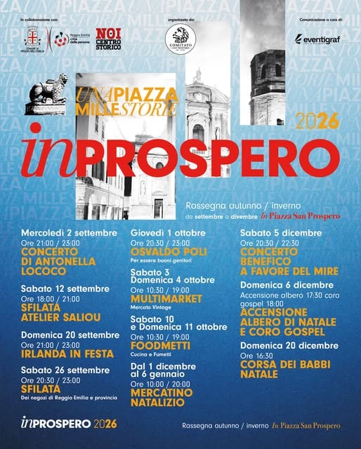 Locandina di UNA PIAZZA MILLE STORIE inPROSPERO 2026